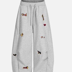 Aelfric Eden Embroidery Dog Barrel Sweatpants Gray Small
